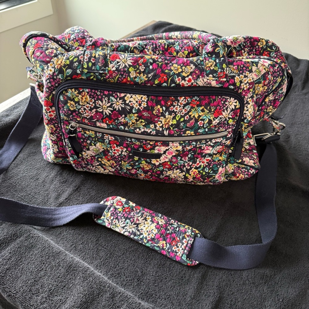 Floral Women's Bag with Navy Accents